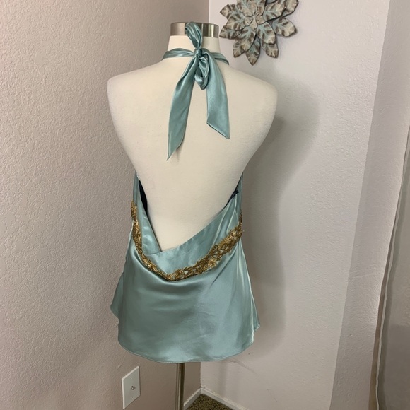 Laundry By Shelli Segal 100% Silk Halter Blouse - Picture 2 of 11
